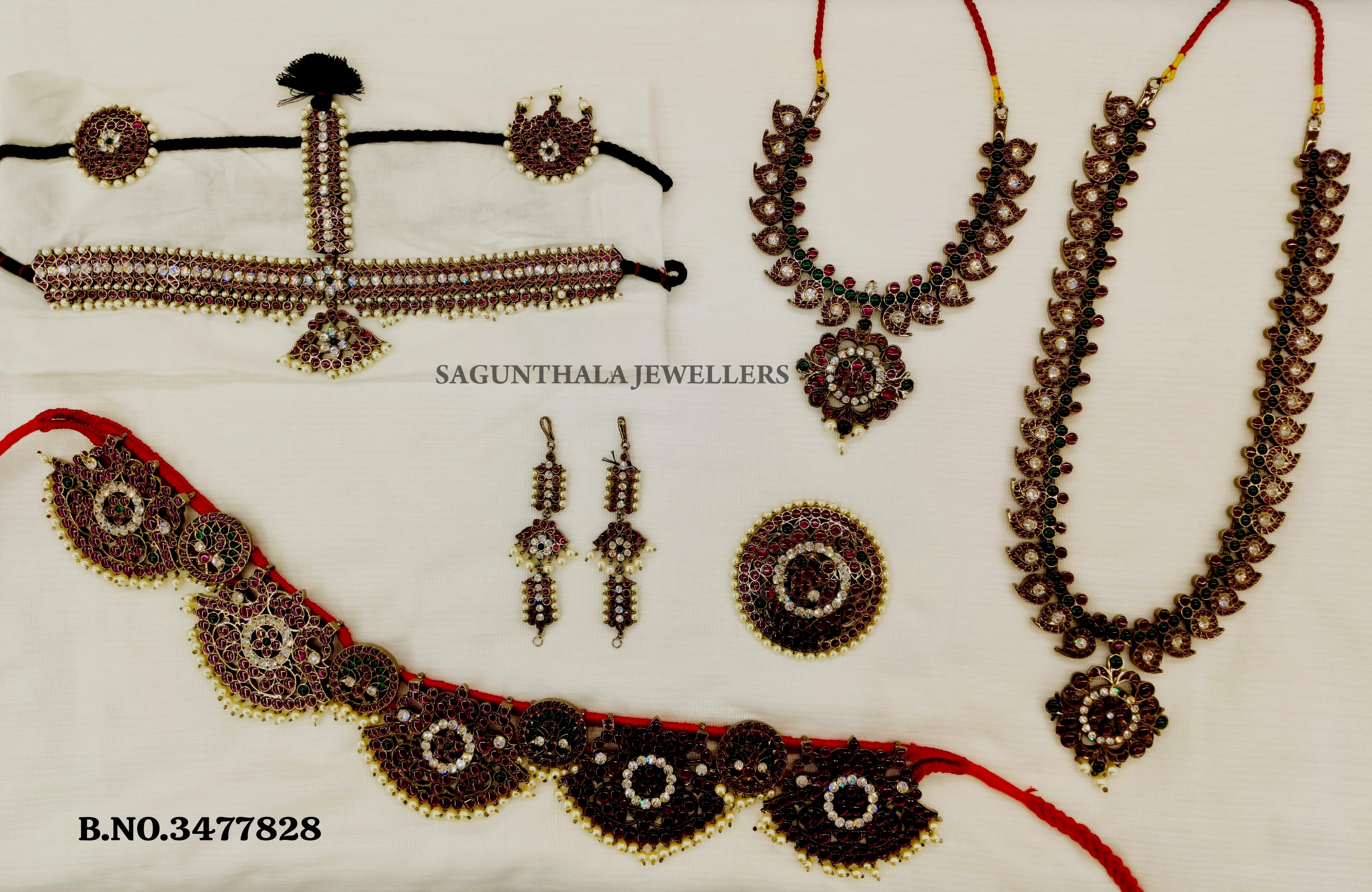 Margam Temple Jewellery Full Set – Panchalokam/Copper & Authentic Kempstones | Traditional Bharatanatyam Bridal Set