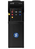 Front view of Atlantis Blaque dispenser, highlighting its three faucets and black finish. Front view of Atlantis Blaque dispenser, highlighting its three faucets and black finish.