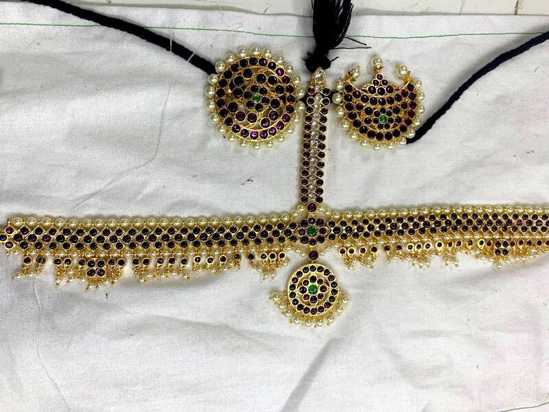 Margam Temple Jewellery – Copper Based Gold Finish & Real Kemp Headset with Surya & Chandra Pirai