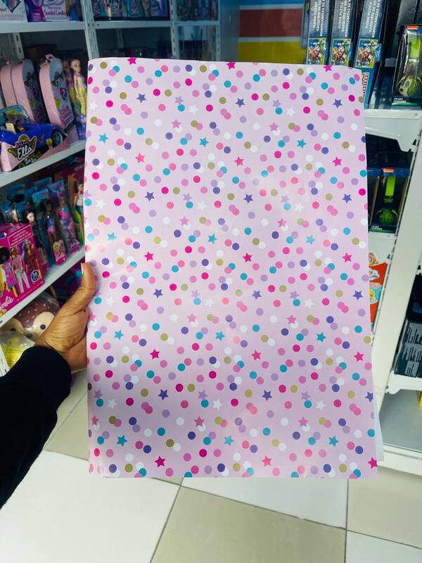 Gift Wrap Flatsheet with Sticker Tag - Dots & Stars
