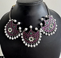 Margam Temple Jewellery - Black Antique Finish Necklace - Chandran/Moon Choker Necklace