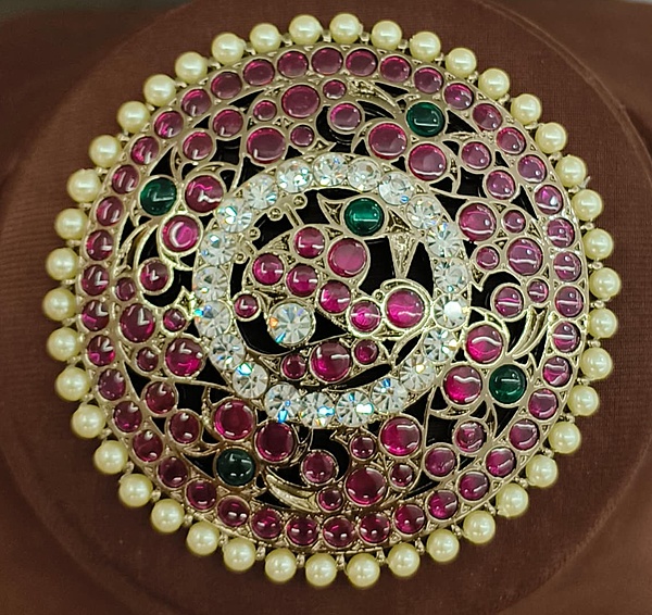 Margam Temple Jewellery - Black Antique Finish Real Kemp Pearl Model Rakodi - Hair Accessory