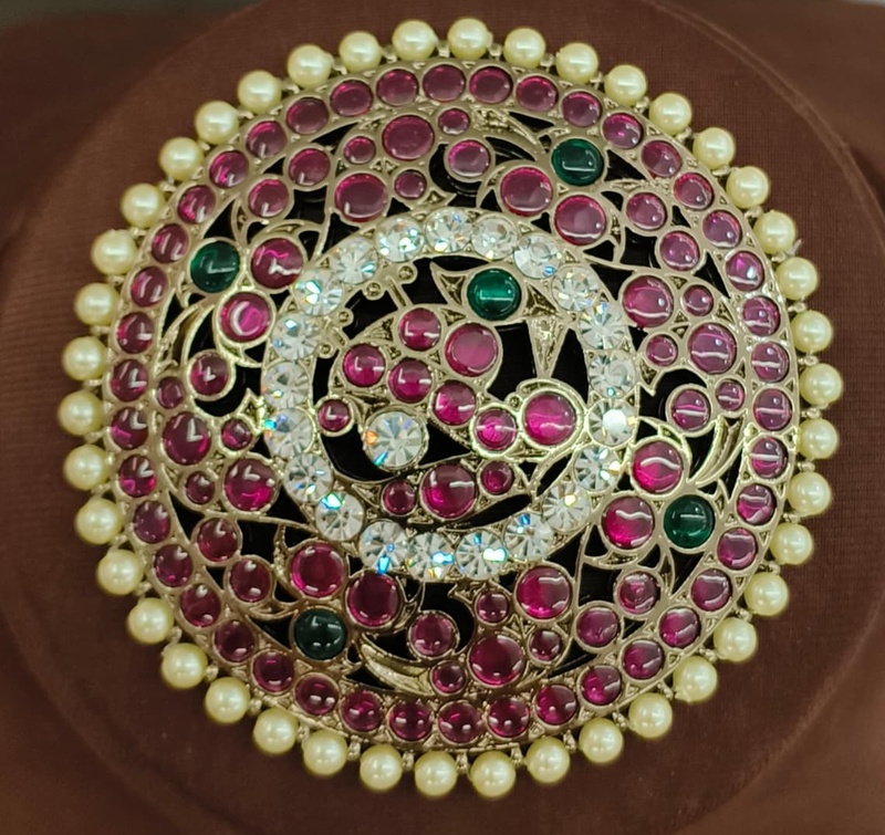 Margam Temple Jewellery - Black Antique Finish Real Kemp Pearl Model Rakodi - Hair Accessory