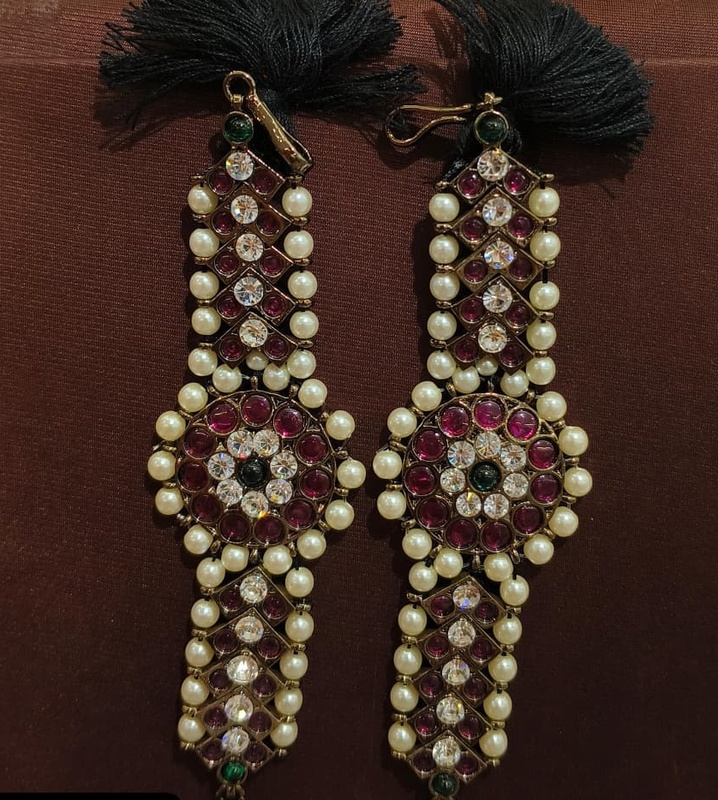 Margam Temple Jewellery – Black Antique Finish Real Kemp Ear Mattal / Matti