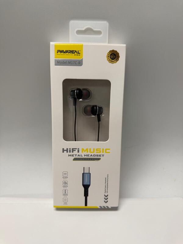 PAVAREAL M17C-R Type-C Wired Earphones – HiFi Metal Headset with Mic
