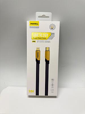 PAVAREAL Q19PD 30W PD Fast Charging Cable – Zinc Alloy Type-C to Lightning (1m)