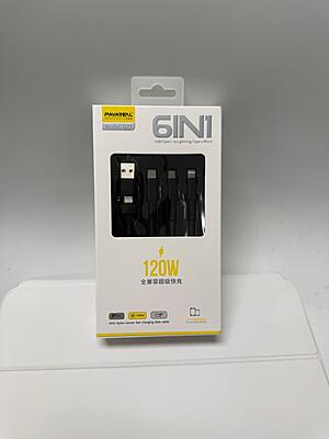 PAVAREAL Q27 6-in-1 120W Fast Charging Cable – USB/Type-C to Lightning, Type-C & Micro