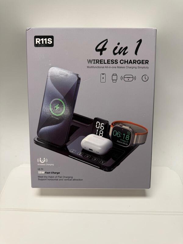 R11S 4-in-1 Wireless Charger – 15W Fast Charging Dock for Phone, Watch & Earbuds
