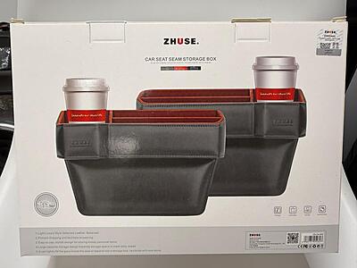 Zhuse Car Seat Seam Storage Box – Leather Organizer with Cup Holder