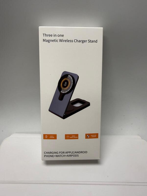 3-in-1 Magnetic Wireless Charger Stand for Phone, Watch & Earbuds