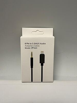O-023 8-Pin to 3.5mm AUX Audio Adapter Cable – Lightning to AUX Converter