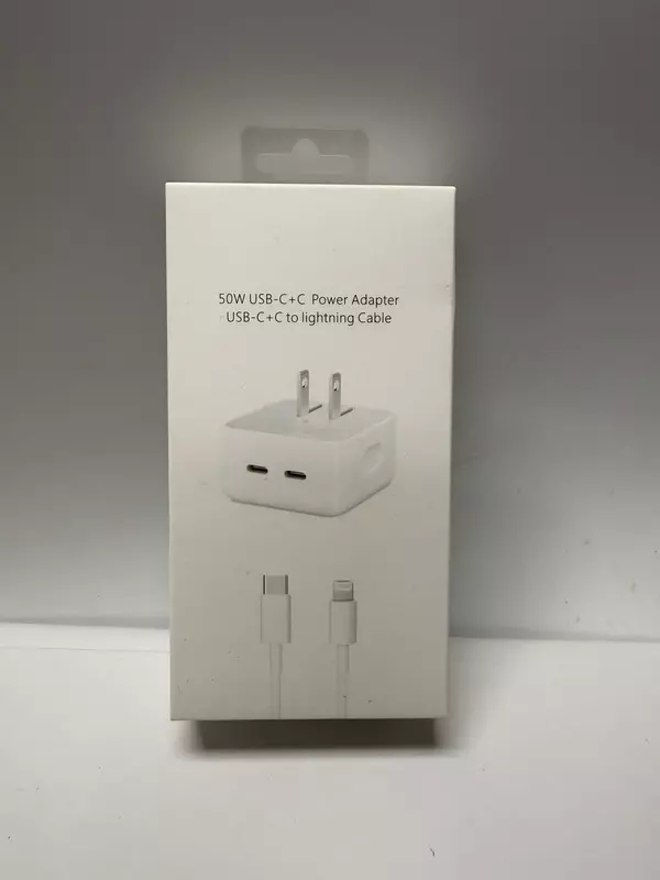50W Dual USB-C Power Adapter with USB-C to Lightning Cable – Fast Charging