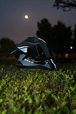 STEELBIRD SBH-61 ISS SXE RACE-X MATT BLACK/SILVER C/V 620MM WITH ANTIFOG(EXLUSIVE)