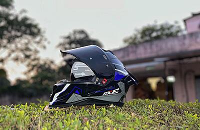 STEELBIRD SBH-61 ISS SXE RACE-X MATT BLACK/BLUE C/V 580MM WITH ANTIFOG(EXLUSIVE)