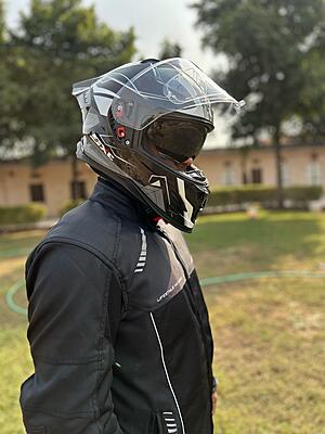 STEELBIRD SBH-61 ISS SXE RACE-X MATT BLACK/SILVER C/V 600MM WITH ANTIFOG(EXLUSIVE)