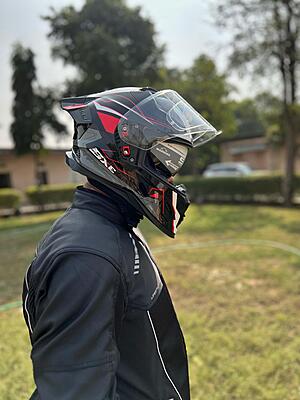 STEELBIRD SBH-61 ISS SXE RACE-X MATT BLACK/RED C/V 580MM WITH ANTIFOG(EXLUSIVE)