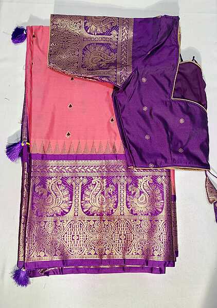 J477: Ready To Ship Beautiful Semi Gadwal Saree With Stitched Blouse J477: Ready To Ship Beautiful Semi Gadwal Saree With Stitched Blouse
