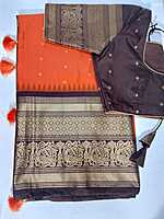 J476: Ready To Ship Beautiful Semi Gadwal Saree With Stitched Blouse