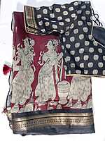 J474: Ready To Ship Beautiful Kalamkari Saree With Stitched Blouse