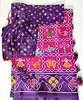 J459: Ready To Ship Beautifu Designer Modal Silk Saree In Patola Design With Stitched Blouse