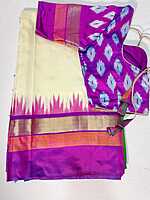 J460: Ready To Ship Beautiful Pure Ikkat Saree With Stitched Blouse