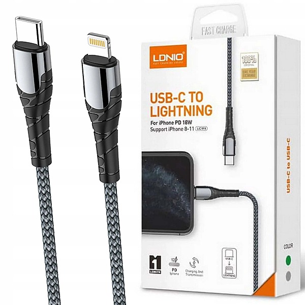 Cable LDNIO LC111 USB-C a USB-C (60W Fast Charging)