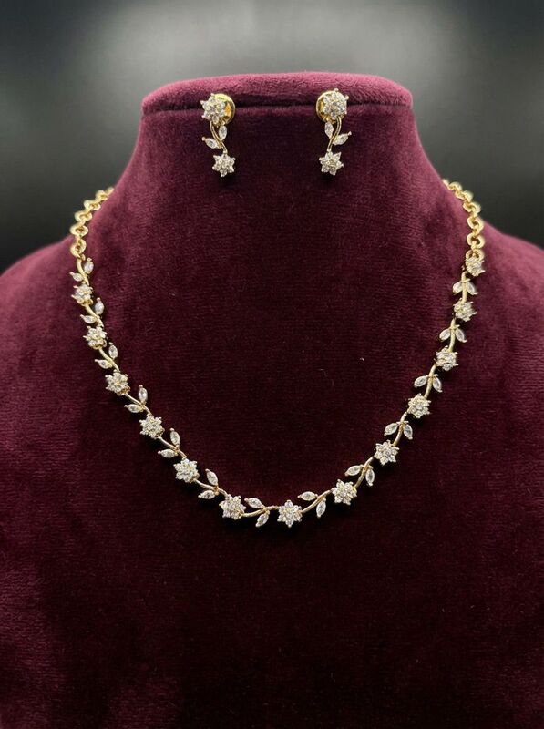 AD stone White necklace with earrings