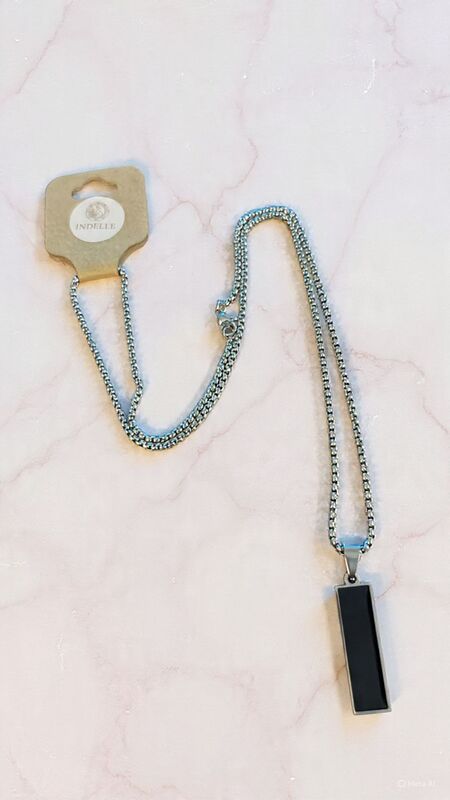 Men's Stainless Steel Black Pendant Chain