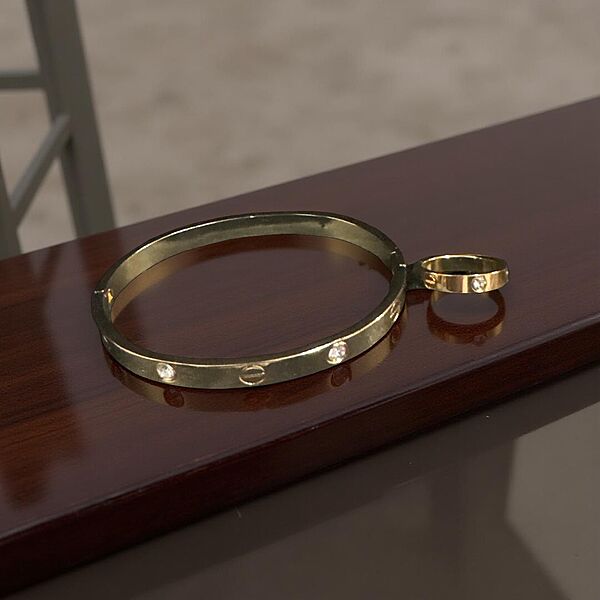 Crystal Embellished Hinge Cuff Bracelet & Ring combo