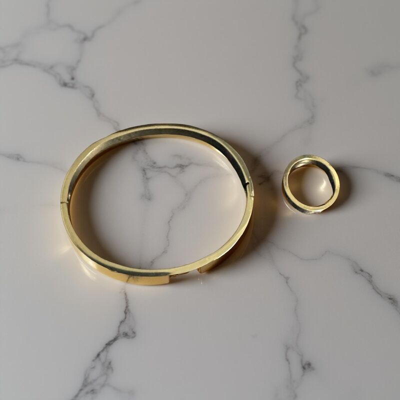 Crystal Embellished Hinge Cuff Bracelet & Ring combo