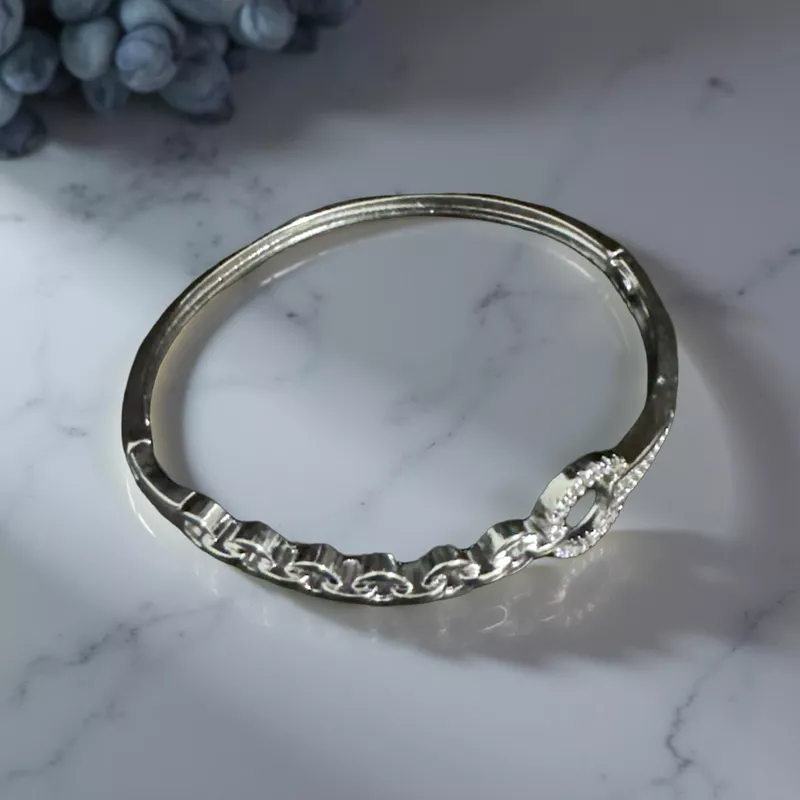 Crystal Embellished Interlock Cuff Bracelet