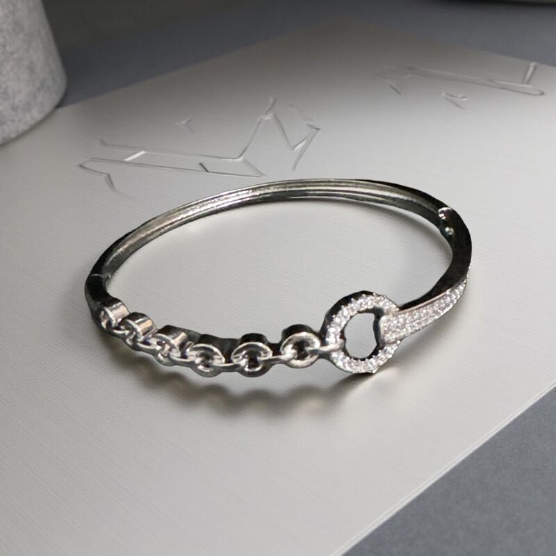 Crystal Embellished Interlock Cuff Bracelet