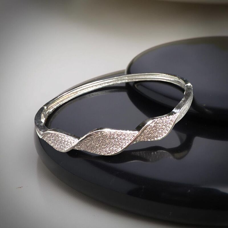 Crystal Embellished Twist Pave Cuff Bracelet