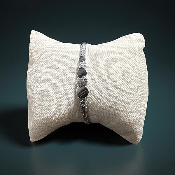 Crystal Heart and Disc Pave Hinged Bangle