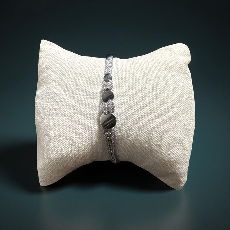 Crystal Heart and Disc Pave Hinged Bangle