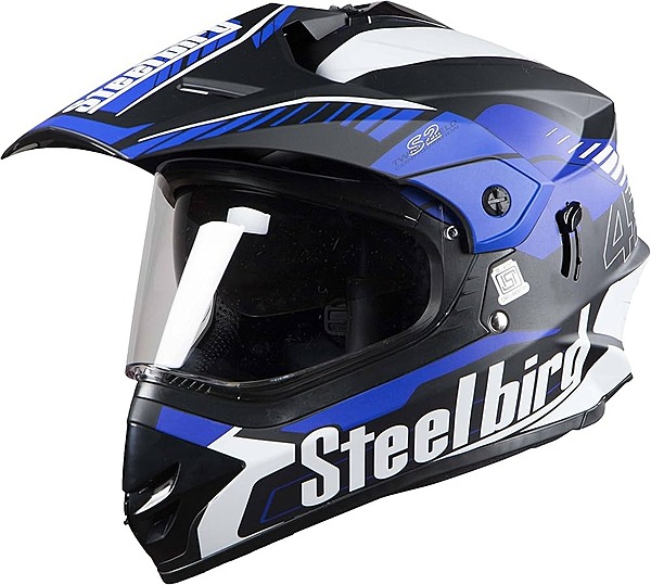 STEELBIRD SBH-13 AIRBORNE MATT BLACK/BLUE+P-CAP C/V (L)