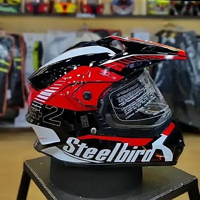 STEELBIRD SBH-13 AIRBORNE MATT BLACK/RED+P-CAP C/V (M) STEELBIRD SBH-13 AIRBORNE MATT BLACK/RED+P-CAP C/V (M)