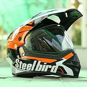 STEELBIRD SBH-13 AIRBORNE MATT BLACK/ORANGE+P-CAP C/V (L)