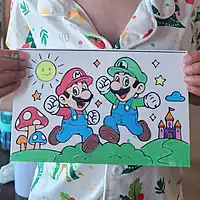 Colour-In Keepsake Art - Mario and Luigi