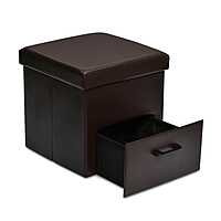 Nilkamal Flexi Small Foldable Ottoman with 1 Drawer (Brown)