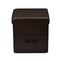 Nilkamal Flexi Small Foldable Ottoman with 1 Drawer (Brown)