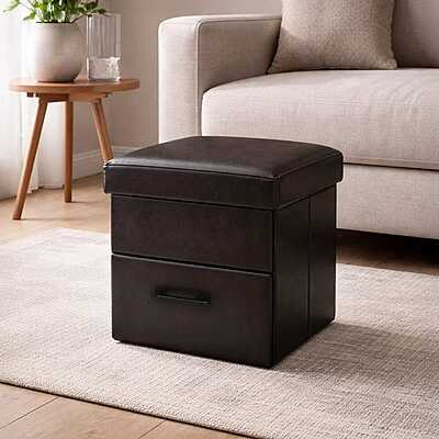 Nilkamal Flexi Small Foldable Ottoman with 1 Drawer (Brown)