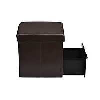 Nilkamal Flexi Small Foldable Ottoman with 1 Drawer (Brown)