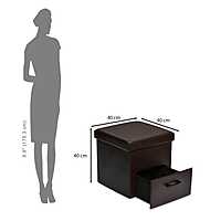 Nilkamal Flexi Small Foldable Ottoman with 1 Drawer (Brown)