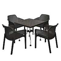Nilkamal Orchid Captain 1 + 4 Chair Dining Set (Rust Brown)