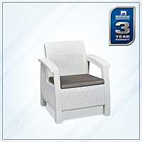 Nilkamal Goa Plastic 1 Seater Sofa with Cushion (Milky White and Grey)