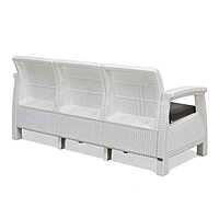 Nilkamal Goa Plastic 3 Seater Sofa with Cushion (Milky White and Grey)