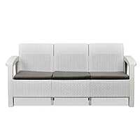 Nilkamal Goa Plastic 3 Seater Sofa with Cushion (Milky White and Grey)