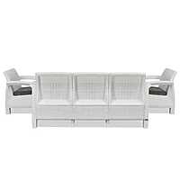 Nilkamal Goa Plastic 3 + 1 + 1 Seater Sofa with Cushion (Milky White and Grey)