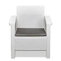 Nilkamal Goa Plastic 3 + 1 + 1 Seater Sofa with Cushion (Milky White and Grey)